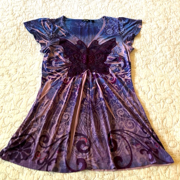 Apt. 9 Tops - APT. 9 Y2K Babydoll Butterfly Floral Top Size S